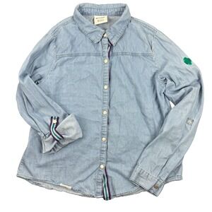 GIRL SCOUTS Girls long sleeve snap button roll tab denim shirt -‎ XL